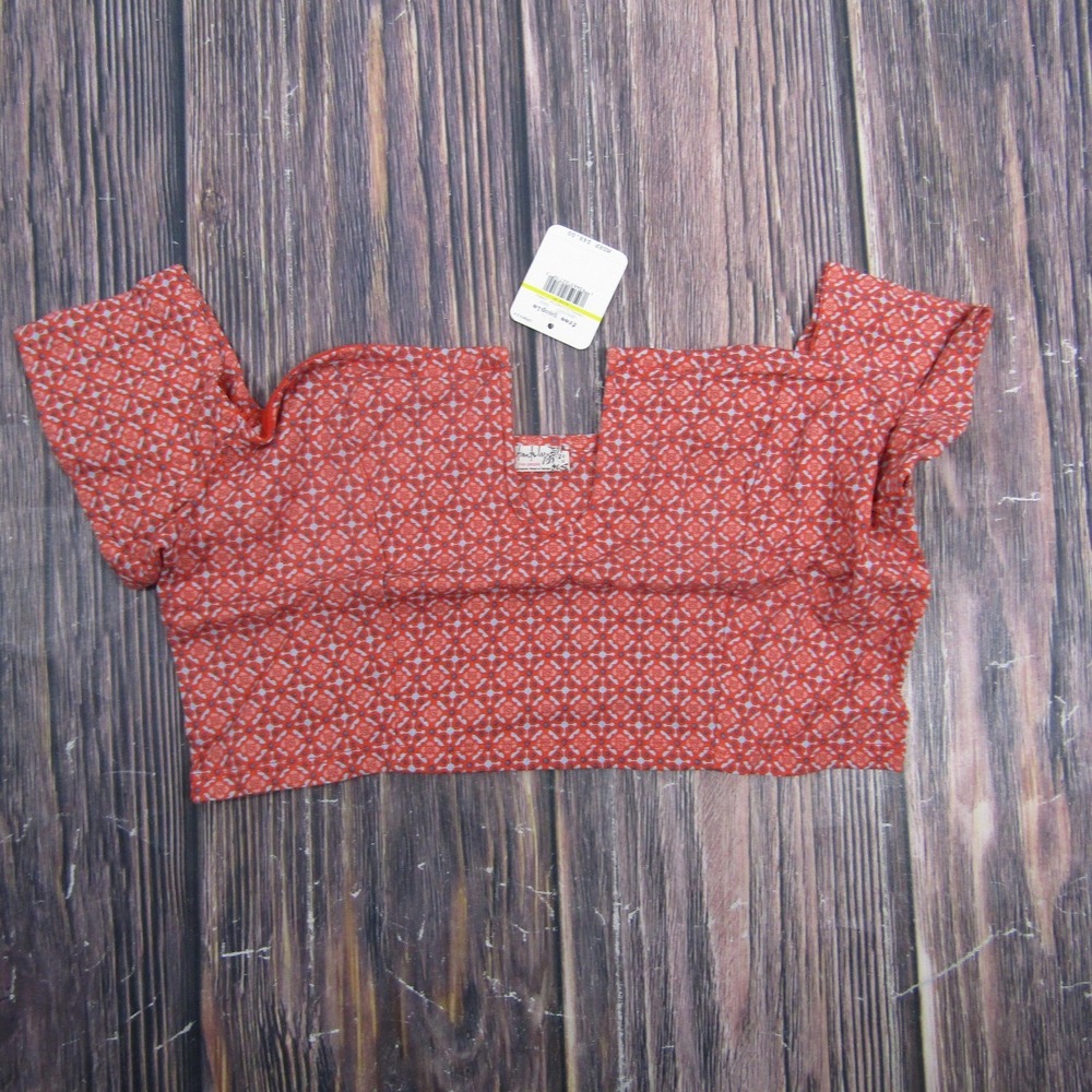 Free People‎ Blouse Womens Medium Red Vermillionette Combo Crop Top Boho